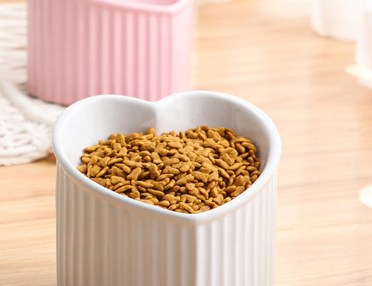 Inclined Heart Ceramic Pet Bowl
