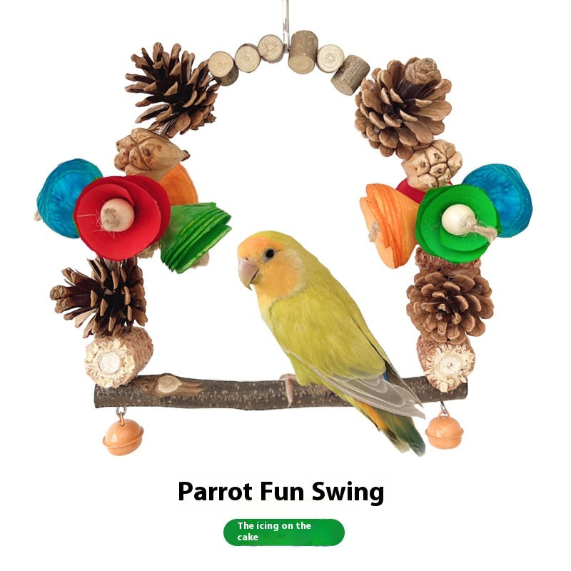 Colourful Wooden Perch Ring for Birds