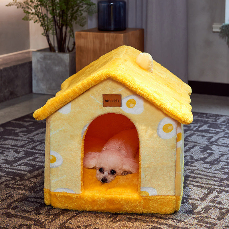 Premium Plush Pet House Bed for Dogs & Cats