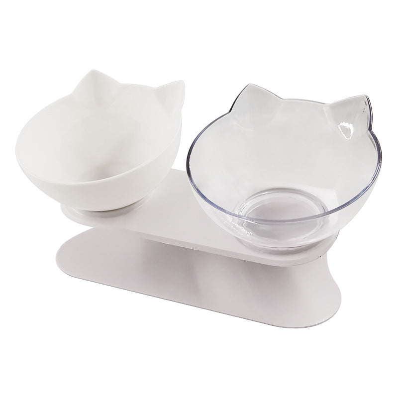 Cat-shaped Transparent Inclined Pet Bowl