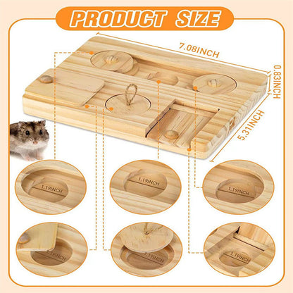 Natural Wooden Hamster Feeder & Snack Dispenser