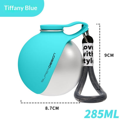 Round Portable Stainless Steel Pet Water Bottle