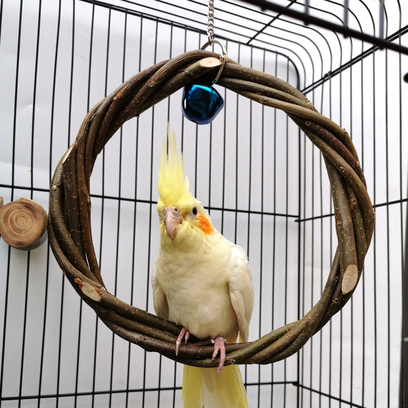 Apple Wood Ring Chewing & Branch Stick for Birds