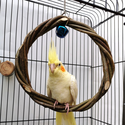 Apple Wood Ring Chewing & Branch Stick for Birds