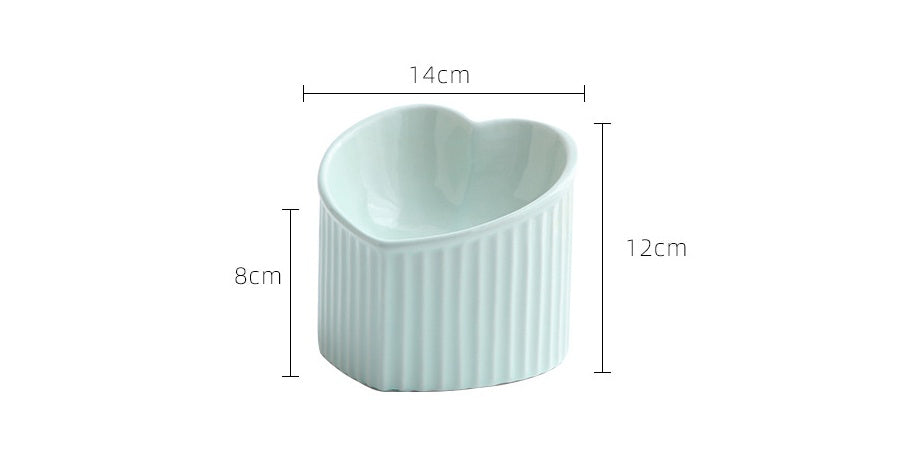 Inclined Heart Ceramic Pet Bowl