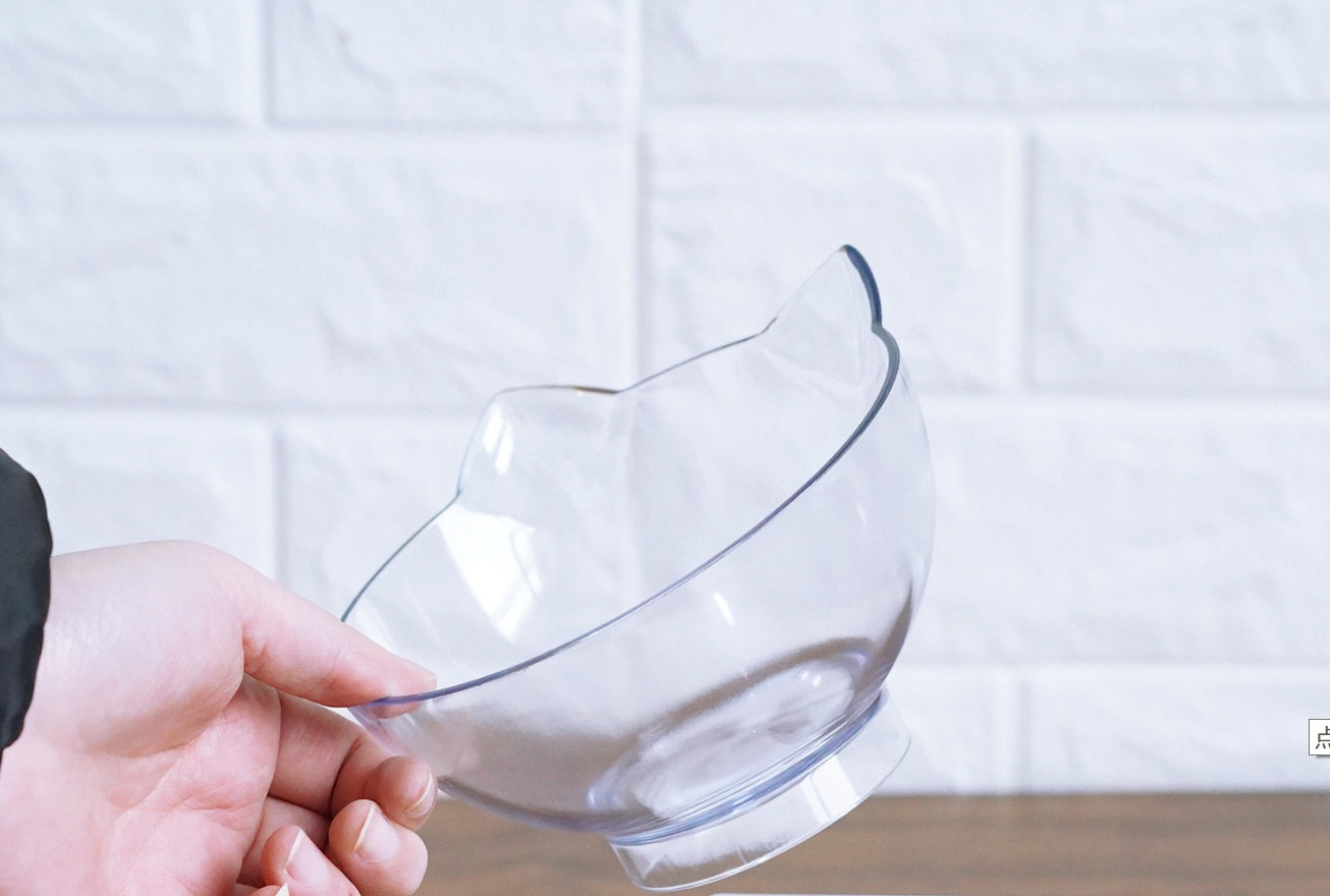 Cat-shaped Transparent Inclined Pet Bowl