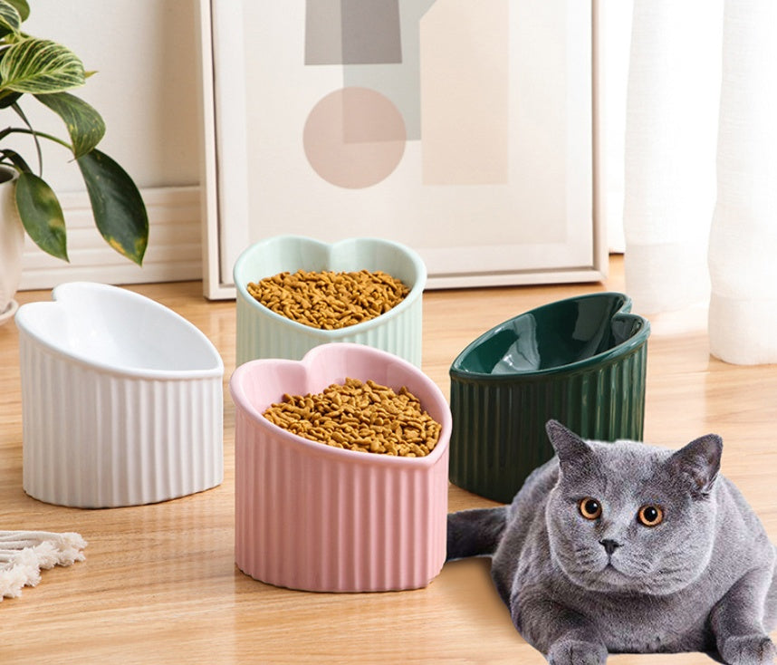 Inclined Heart Ceramic Pet Bowl