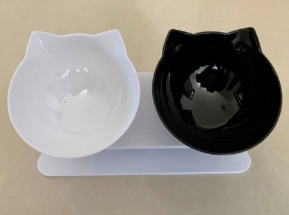 Cat-shaped Transparent Inclined Pet Bowl