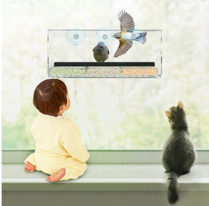 Clear Acrylic Window Bird Feeder