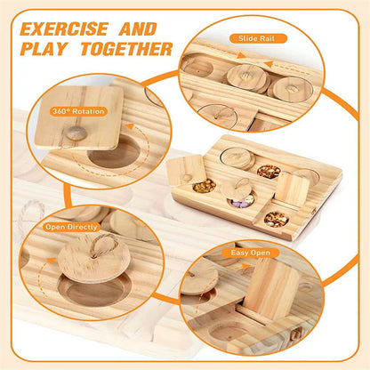 Natural Wooden Hamster Feeder & Snack Dispenser