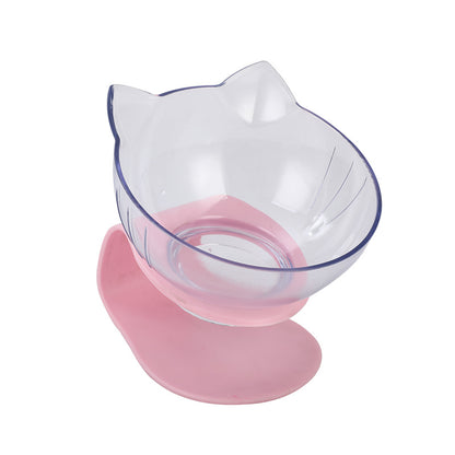 Cat-shaped Transparent Inclined Pet Bowl