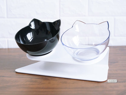 Cat-shaped Transparent Inclined Pet Bowl