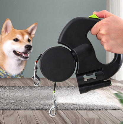 Retractable Dual Dog Leash with 360° Swivel & Flash Light