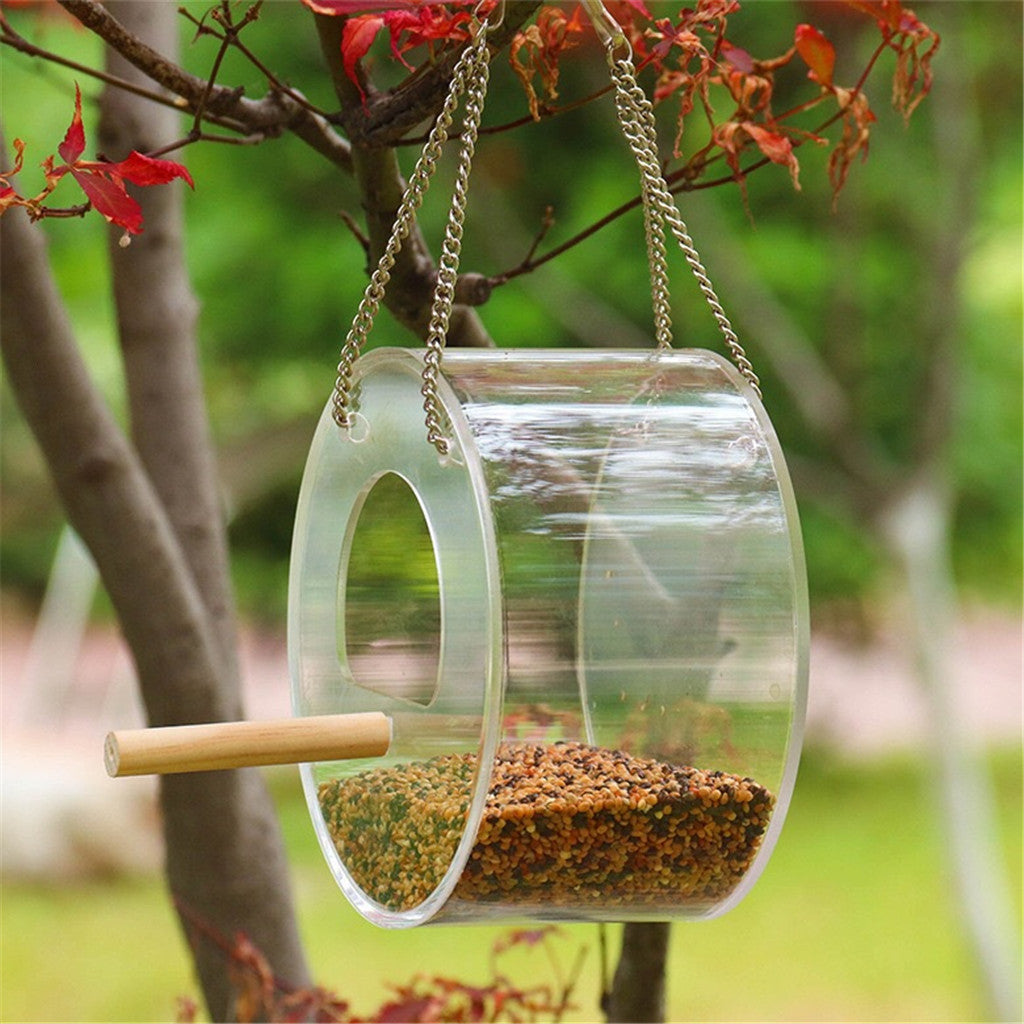 Round Acrylic Bird Food Box