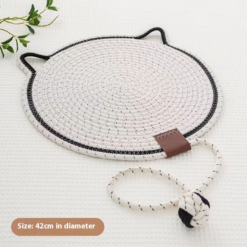 Braided Cotton Cat Scratching Mat with Ball Toy