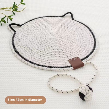Braided Cotton Cat Scratching Mat with Ball Toy