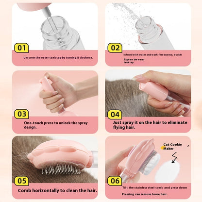 2-in-1 Self-Cleaning Spray Grooming Brush for Cats & Dogs