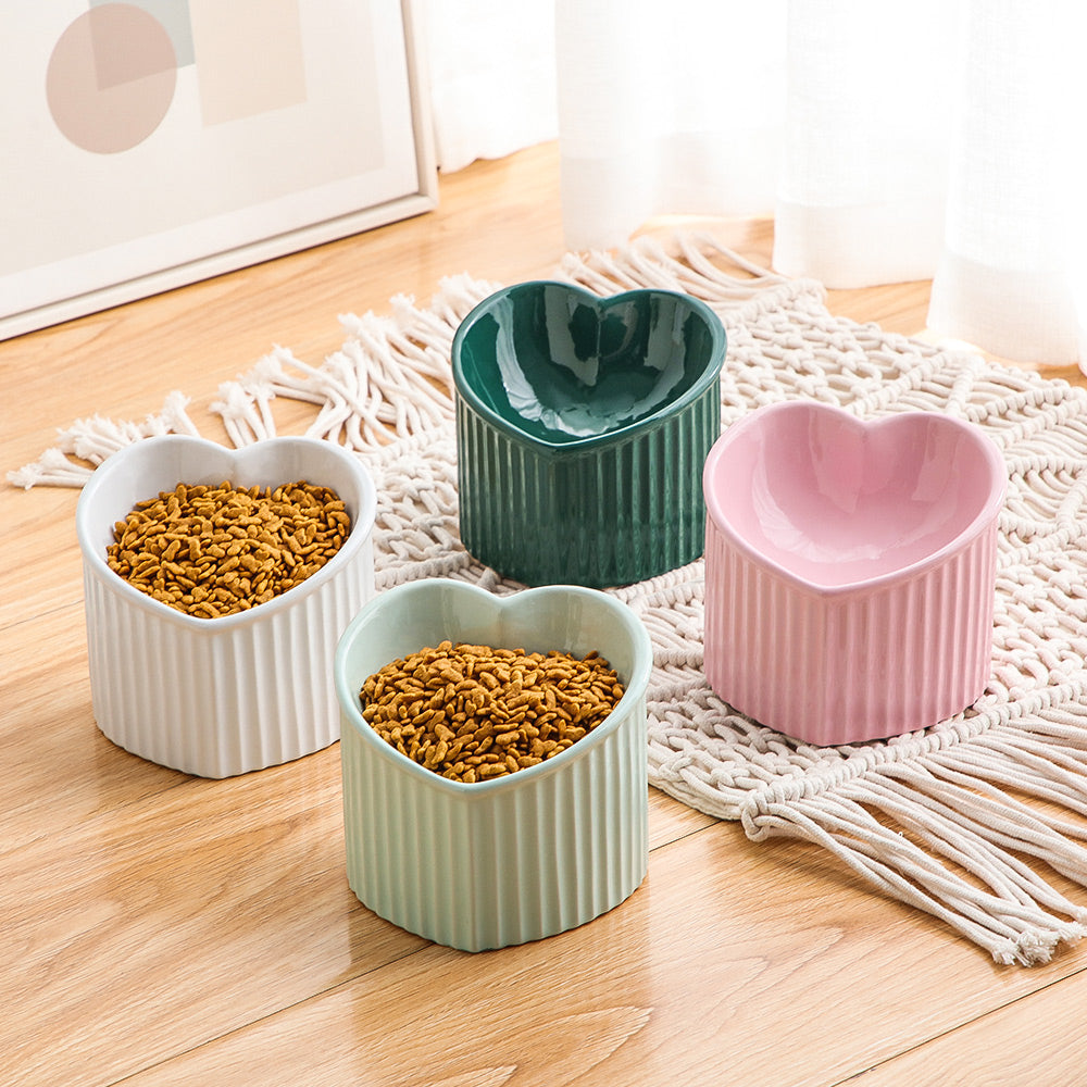 Inclined Heart Ceramic Pet Bowl