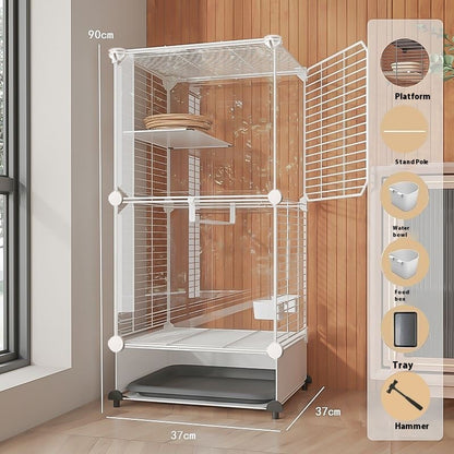 Bird Villa Cage with Clear Panels & Wheels