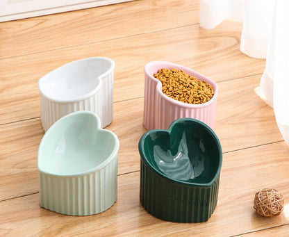 Inclined Heart Ceramic Pet Bowl