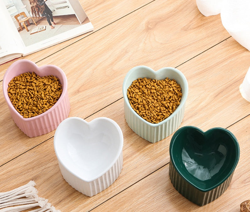 Inclined Heart Ceramic Pet Bowl