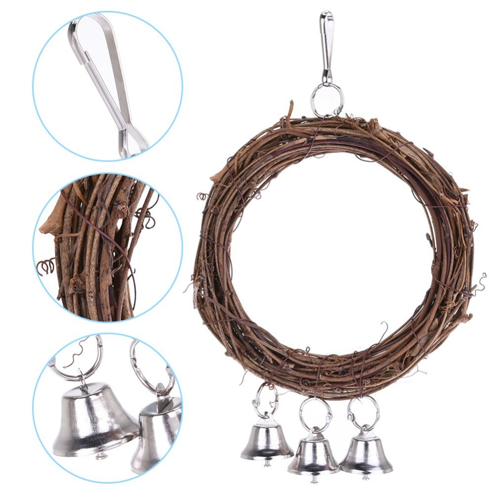 Natural Round Rattan Bird Swing Perch