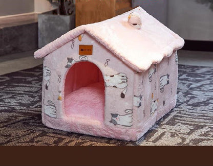 Premium Plush Pet House Bed for Dogs & Cats