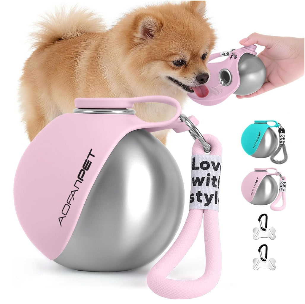 Round Portable Stainless Steel Pet Water Bottle