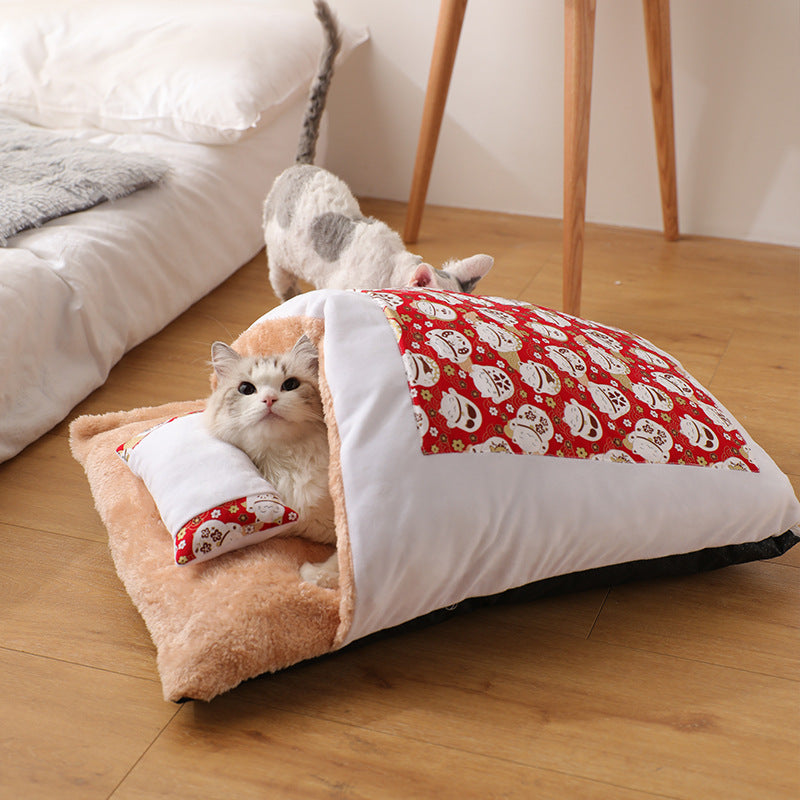 Semi-enclosed Cave Bed for Cats