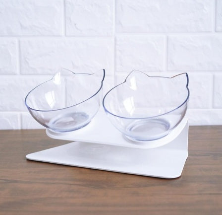 Cat-shaped Transparent Inclined Pet Bowl