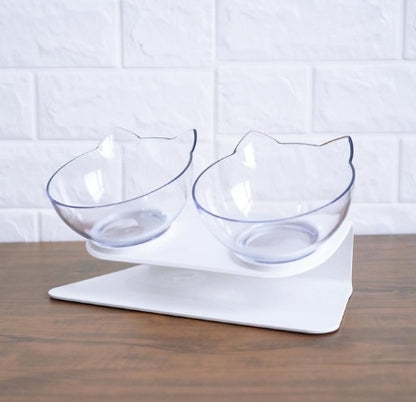 Cat-shaped Transparent Inclined Pet Bowl