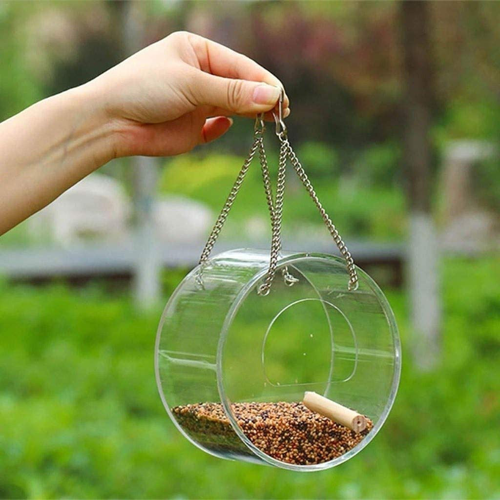 Round Acrylic Bird Food Box