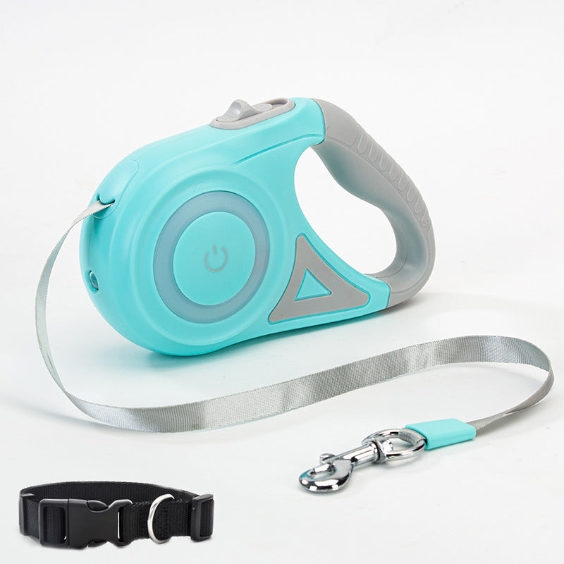 Retractable Dual Dog Leash with 360° Swivel & Light