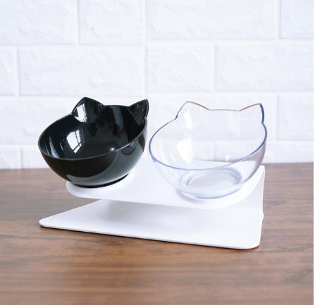 Cat-shaped Transparent Inclined Pet Bowl