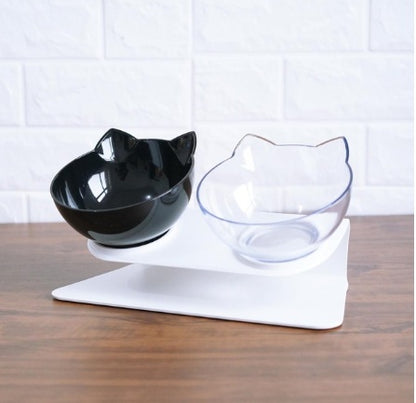 Cat-shaped Transparent Inclined Pet Bowl