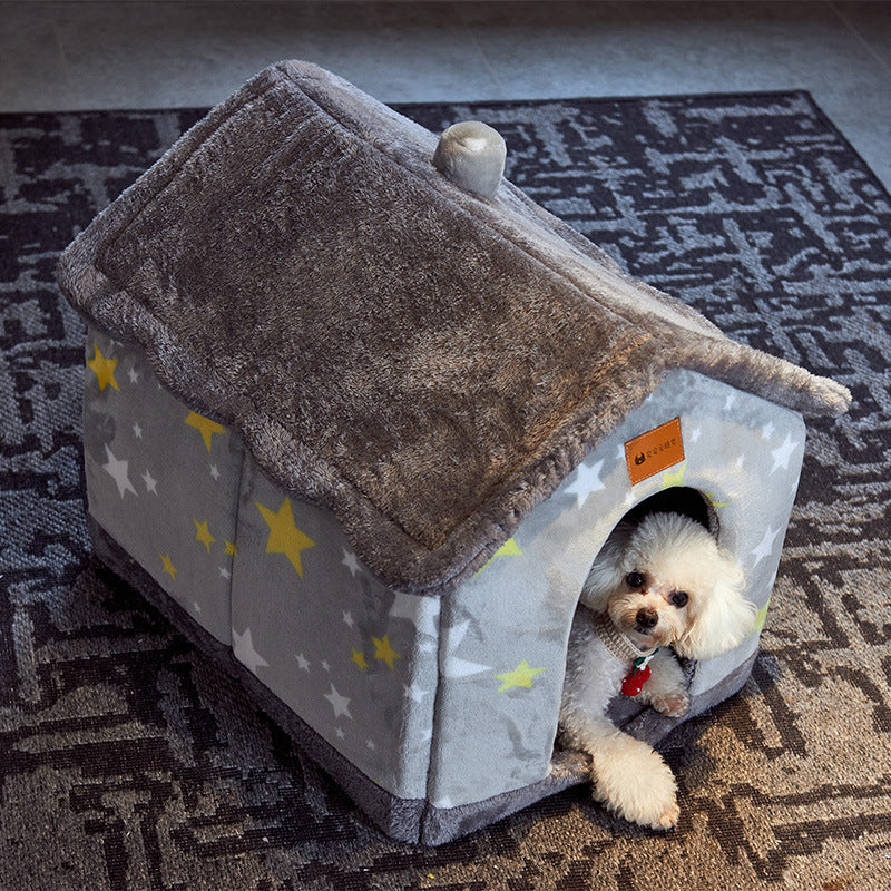 Premium Plush Pet House Bed for Dogs & Cats