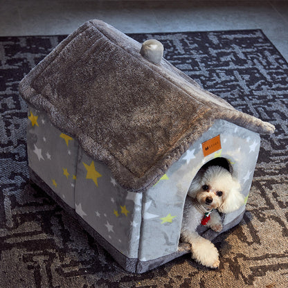 Premium Plush Pet House Bed for Dogs & Cats