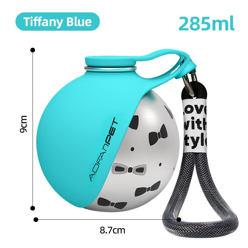 Round Portable Stainless Steel Pet Water Bottle