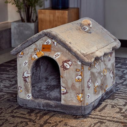 Premium Plush Pet House Bed for Dogs & Cats