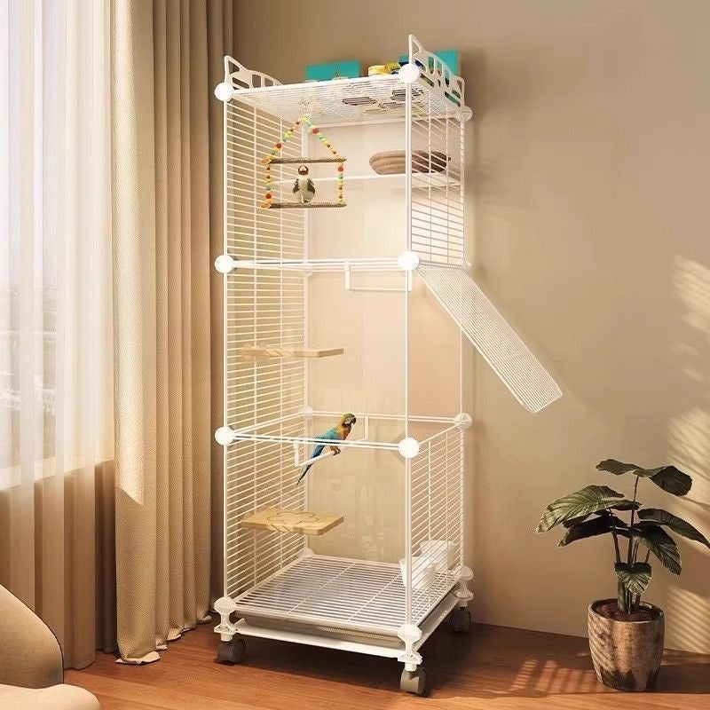 Bird Villa Cage with Clear Panels & Wheels