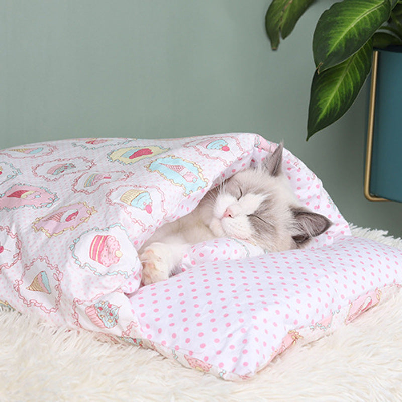 Semi-enclosed Cave Bed for Cats