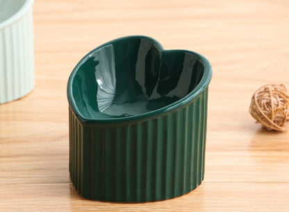 Inclined Heart Ceramic Pet Bowl