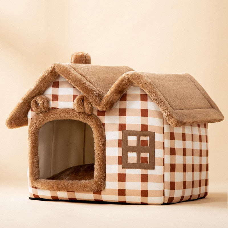 Premium Plush Pet House Bed for Dogs & Cats