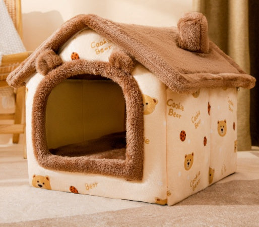 Premium Plush Pet House Bed for Dogs & Cats