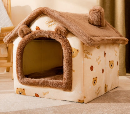 Premium Plush Pet House Bed for Dogs & Cats