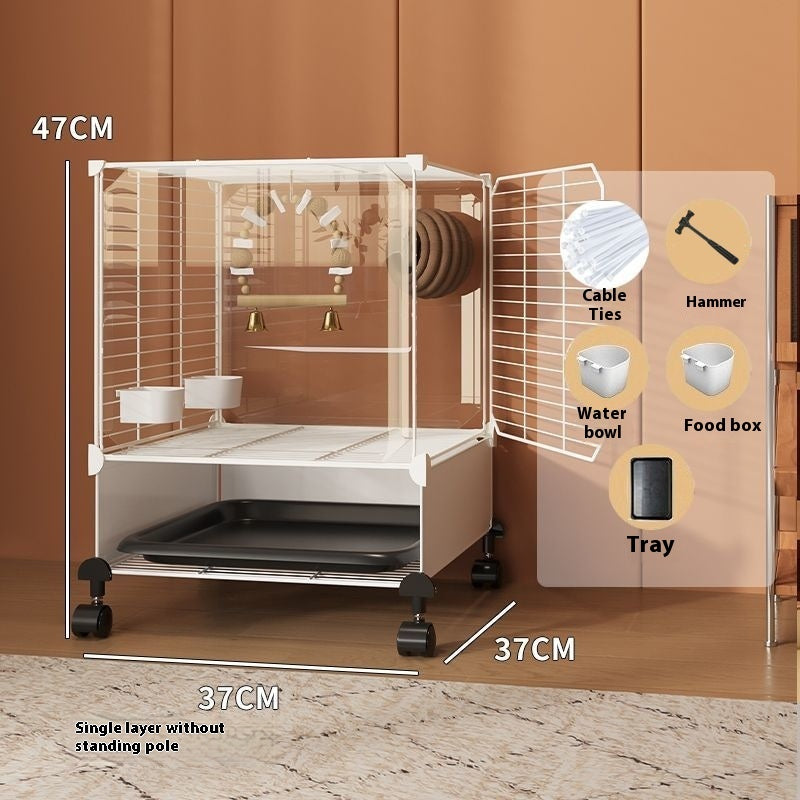 Bird Villa Cage with Clear Panels & Wheels