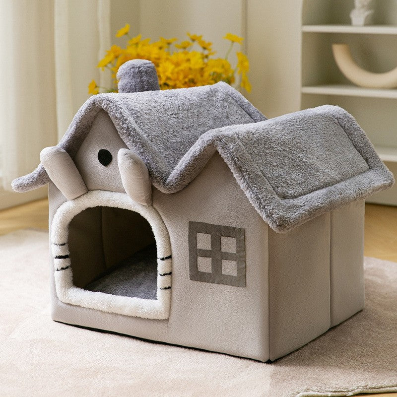 Premium Plush Pet House Bed for Dogs & Cats