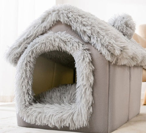 Premium Plush Pet House Bed for Dogs & Cats