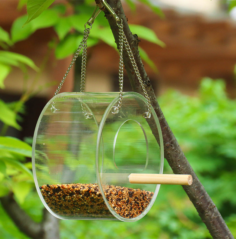 Round Acrylic Bird Food Box