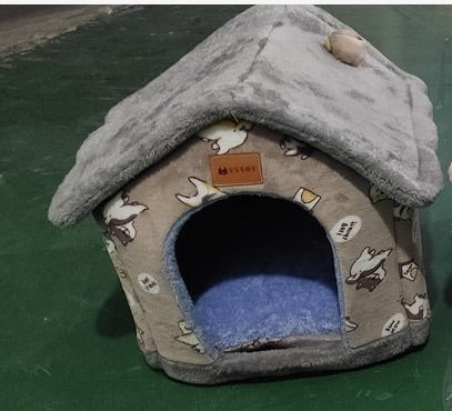 Premium Plush Pet House Bed for Dogs & Cats